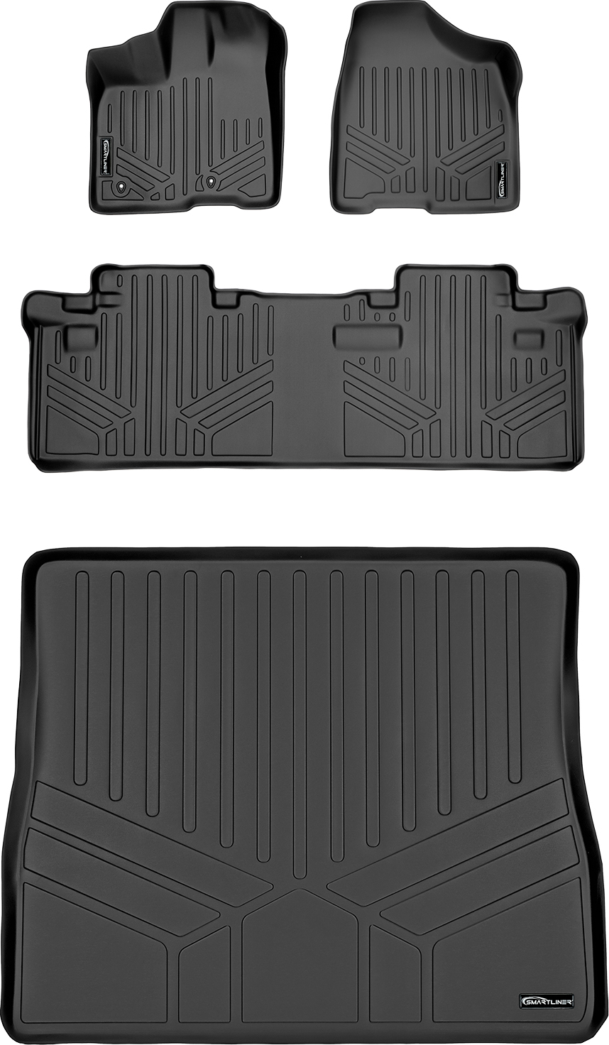 All Weather Floor Mats Set 2 Rows Cargo Liner for Toyota Sienna 8 Seats